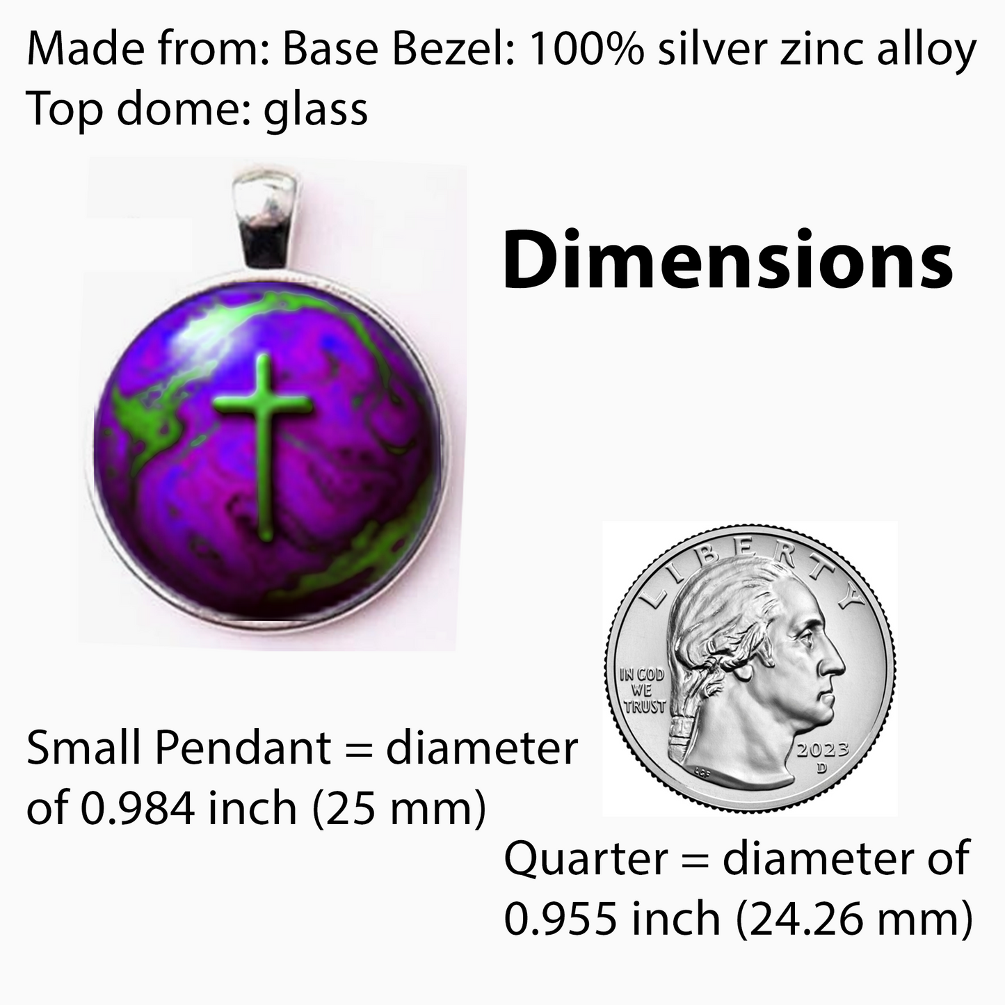 WORLD AND CROSS-PURPLE- SMALL PENDANT
