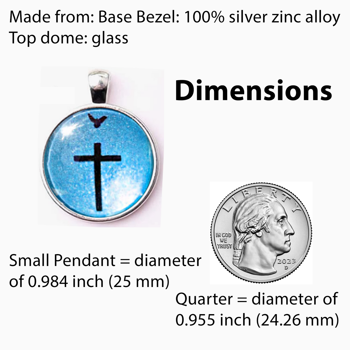 DOVE AND CROSS-BLUE-SMALL PENDANT