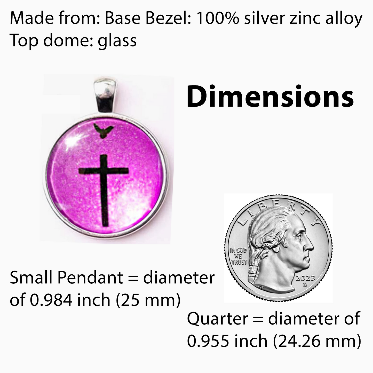 DOVE AND CROSS-PINK-SMALL PENDANT