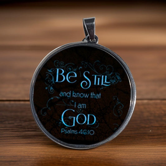 BE STILL-LIGHT BLUE-LARGE PENDANT