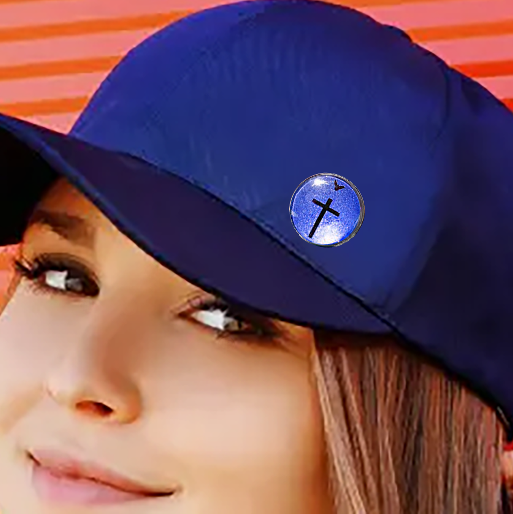 DOVE AND CROSS-BLUE-LAPEL/HAT PIN
