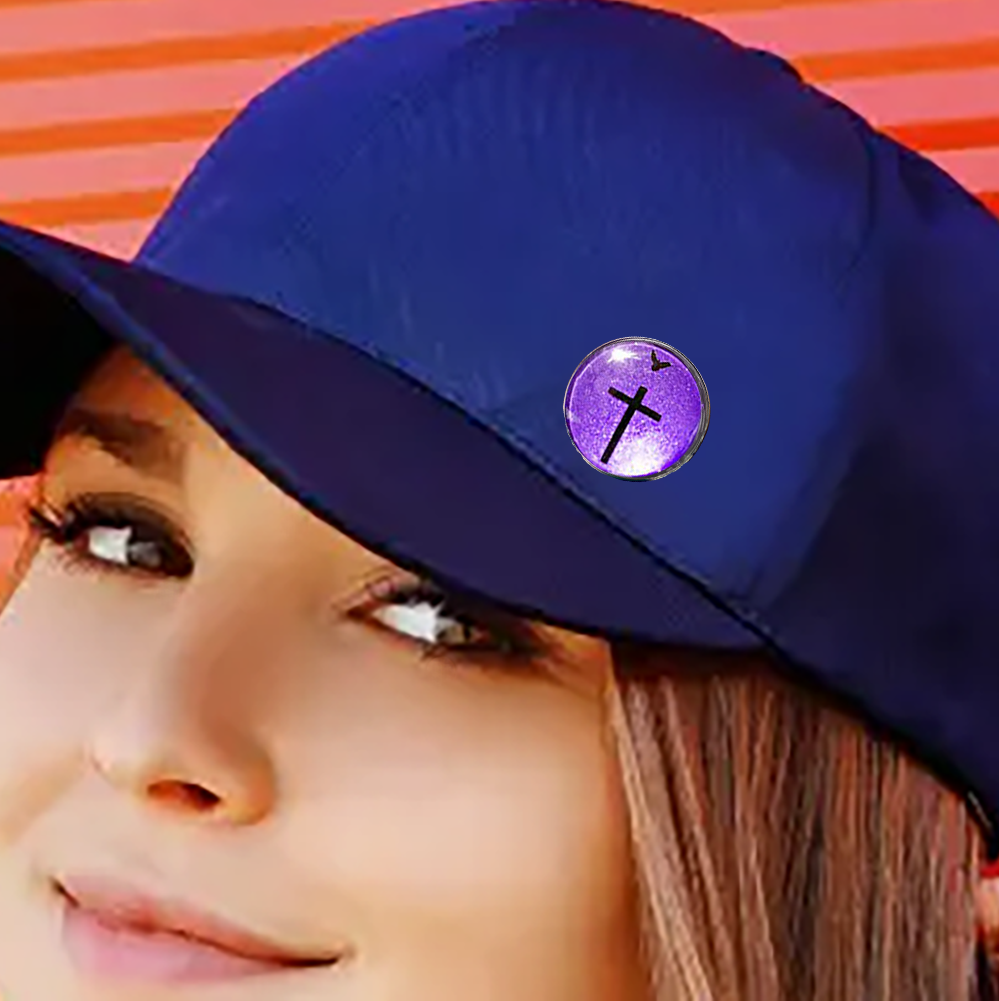 DOVE AND CROSS-PURPLE-LAPEL/HAT PIN