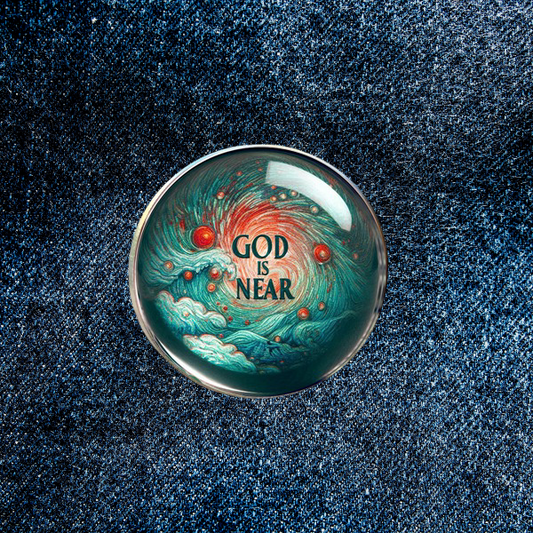 GOD IS NEAR-GREEN-LAPEL/HAT PIN