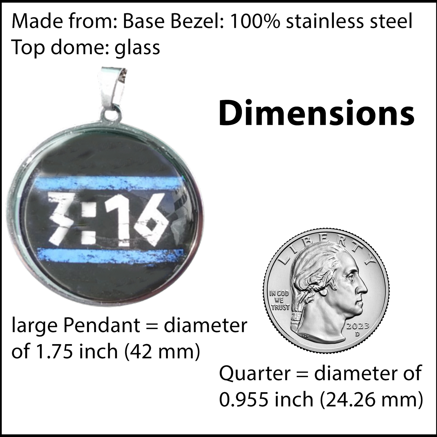 3:16-LIGHT BLUE-LARGE PENDANT