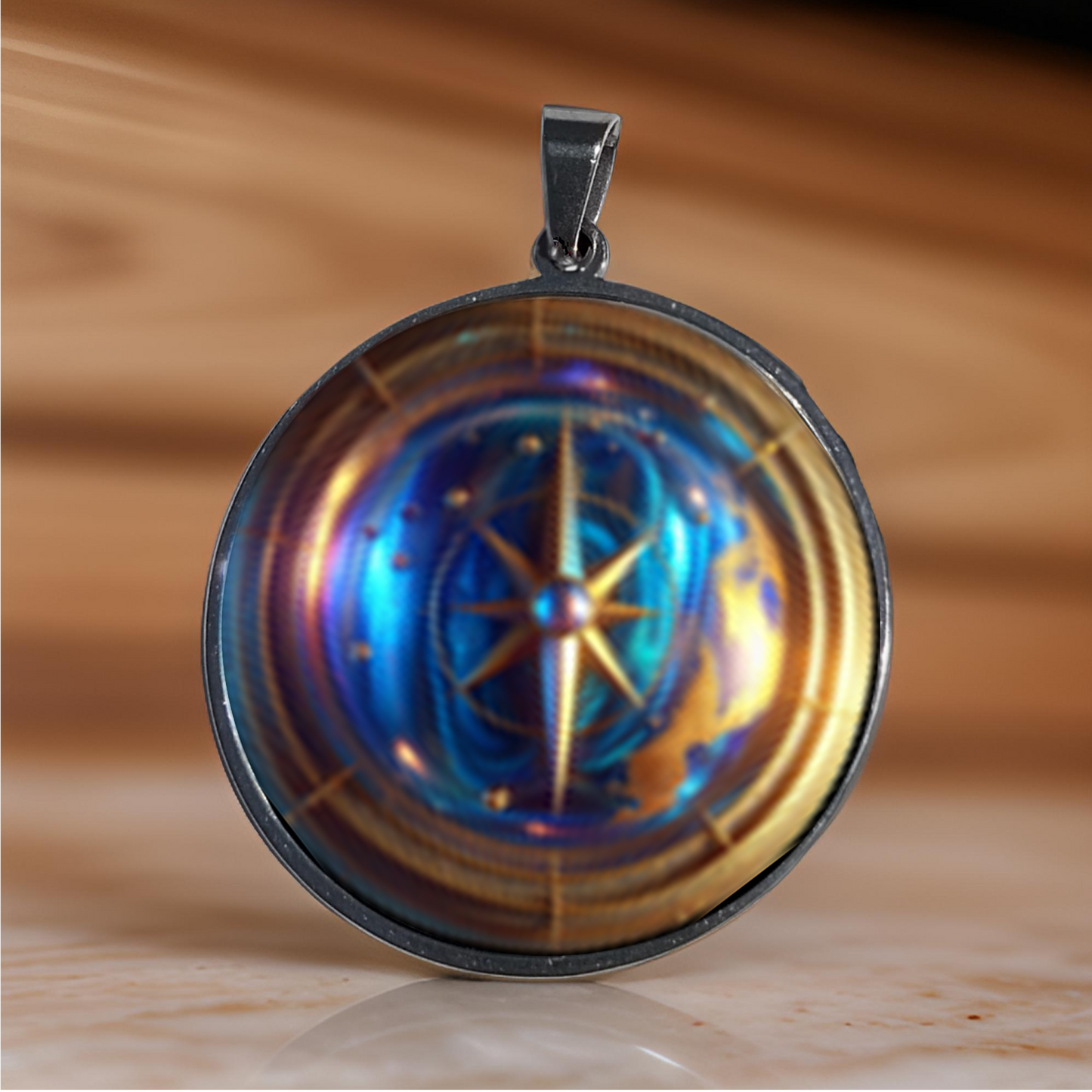 COMPASS-YELLOW-LARGE PENDANT