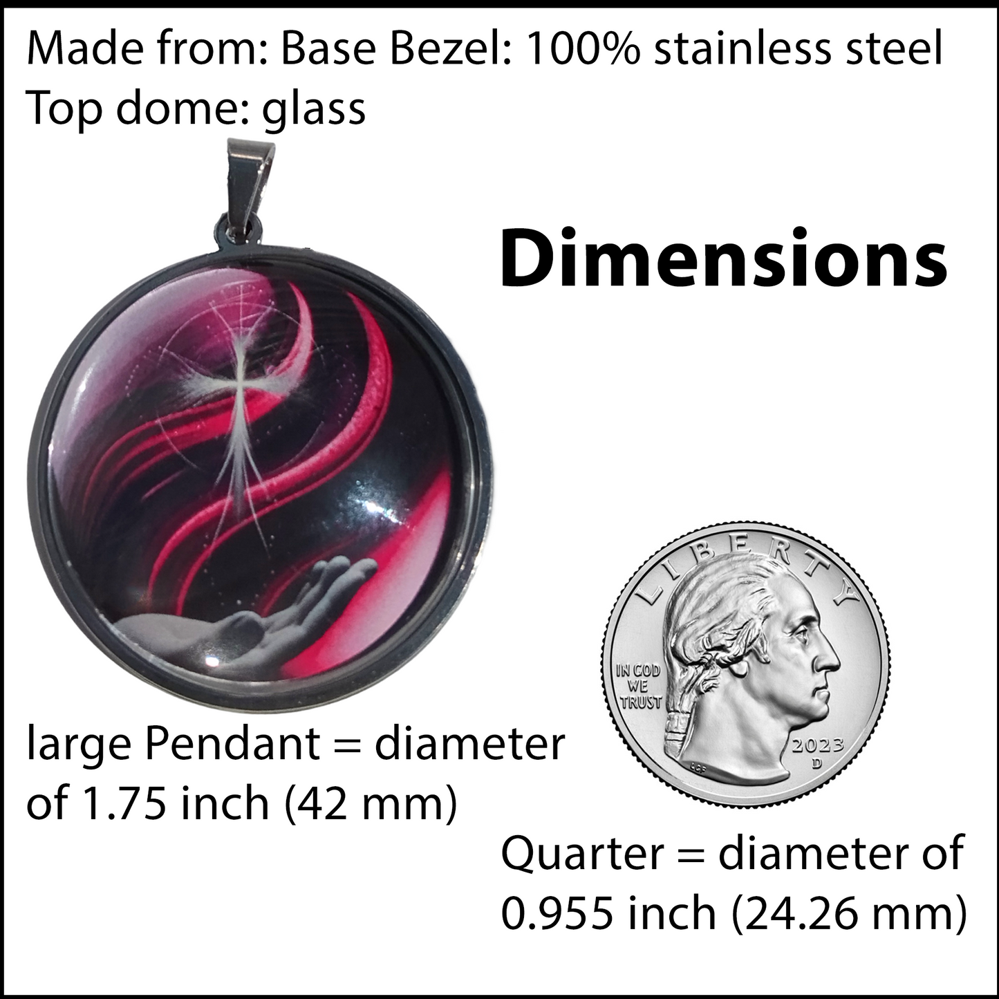 CROSS IN HAND-PINK-LARGE PENDANT