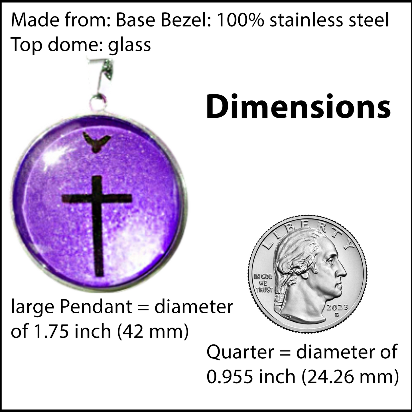 CROSS AND DOVE-PURPLE-LARGE PENDANT