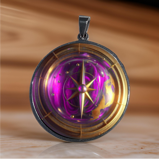 COMPASS-PINK-LARGE PENDANT
