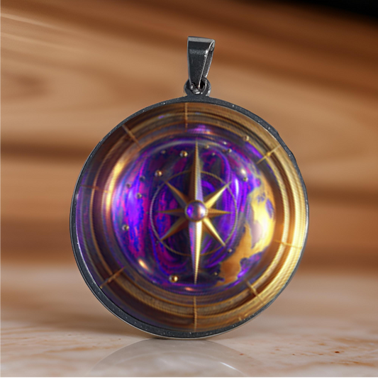 COMPASS-PURPLE-LARGE PENDANT