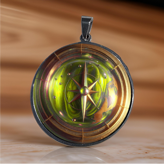 COMPASS-YELLOW-LARGE PENDANT