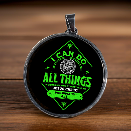 I CAN DO ALL THINGS-GREEN-LARGE PENDANT