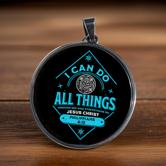 I CAN DO ALL THINGS-BLUE-LARGE PENDANT