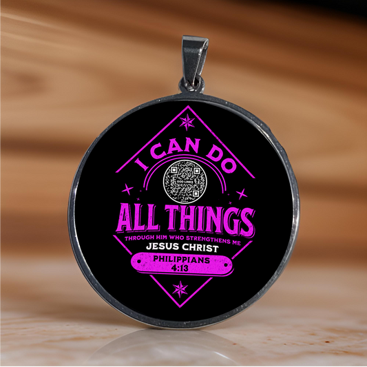 I CAN DO ALL THINGS-PINK-LARGE PENDANT