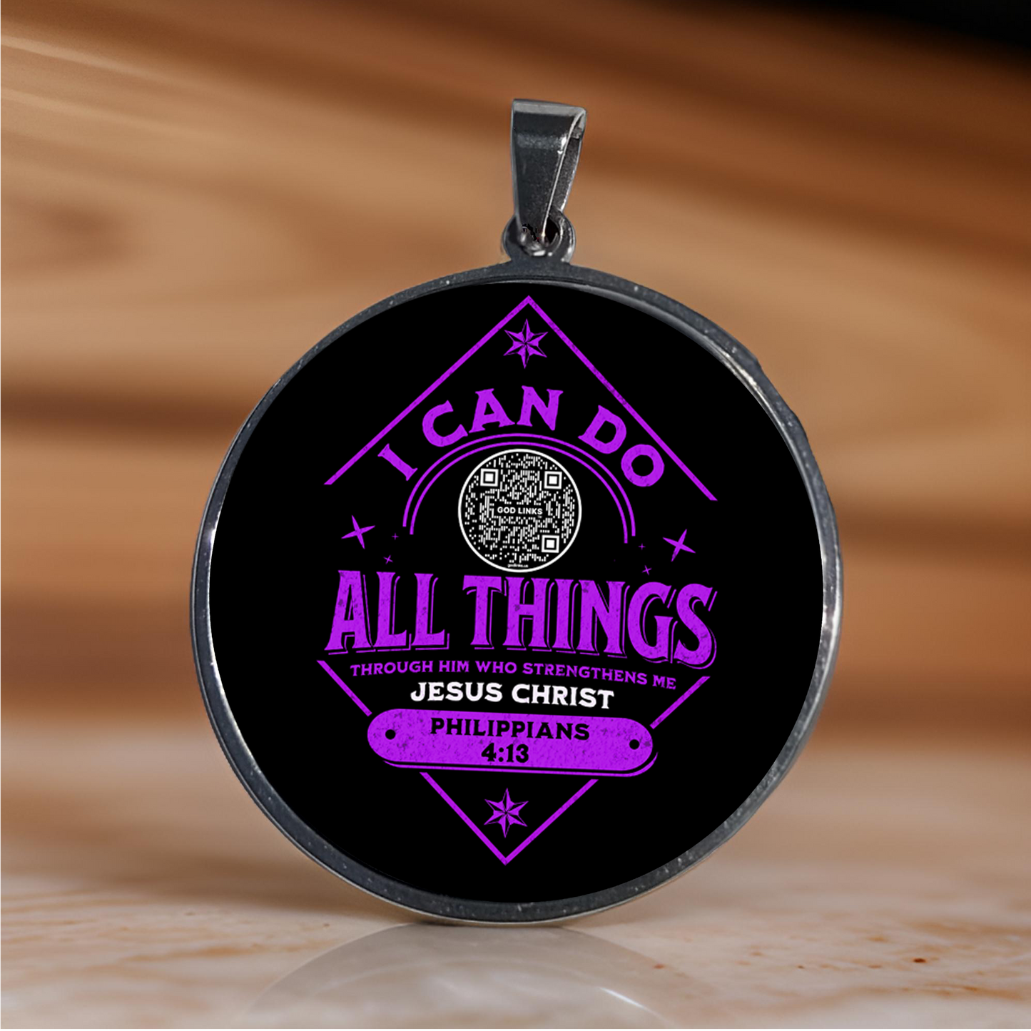 I CAN DO ALL THINGS-PURPLE-LARGE PENDANT