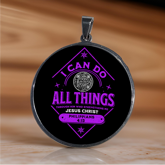 I CAN DO ALL THINGS-PURPLE-LARGE PENDANT