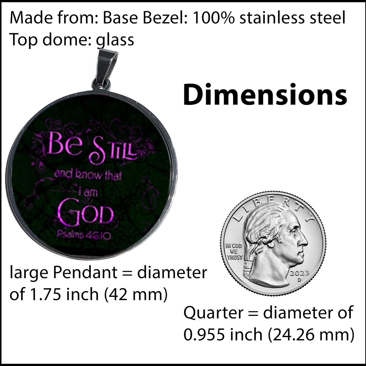 BE STILL-PINK-LARGE PENDANT