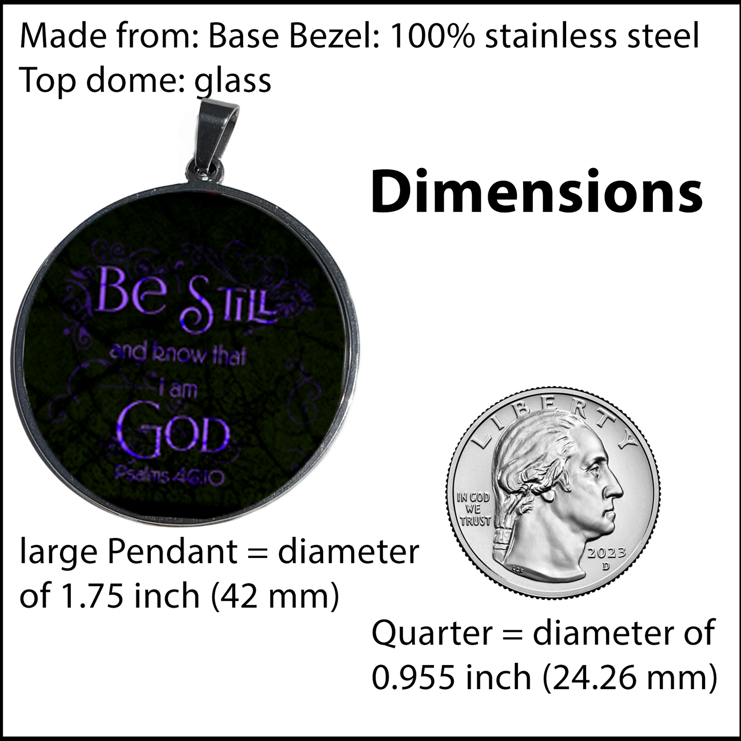BE STILL-PURPLE-LARGE PENDANT