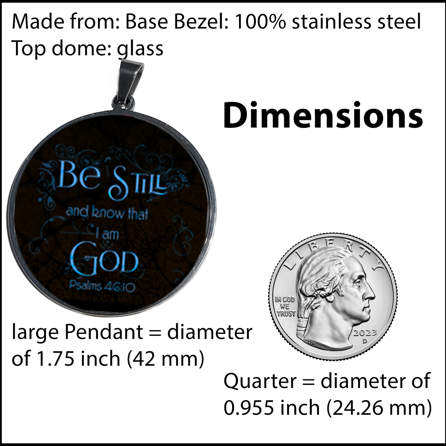 BE STILL-LIGHT BLUE-LARGE PENDANT