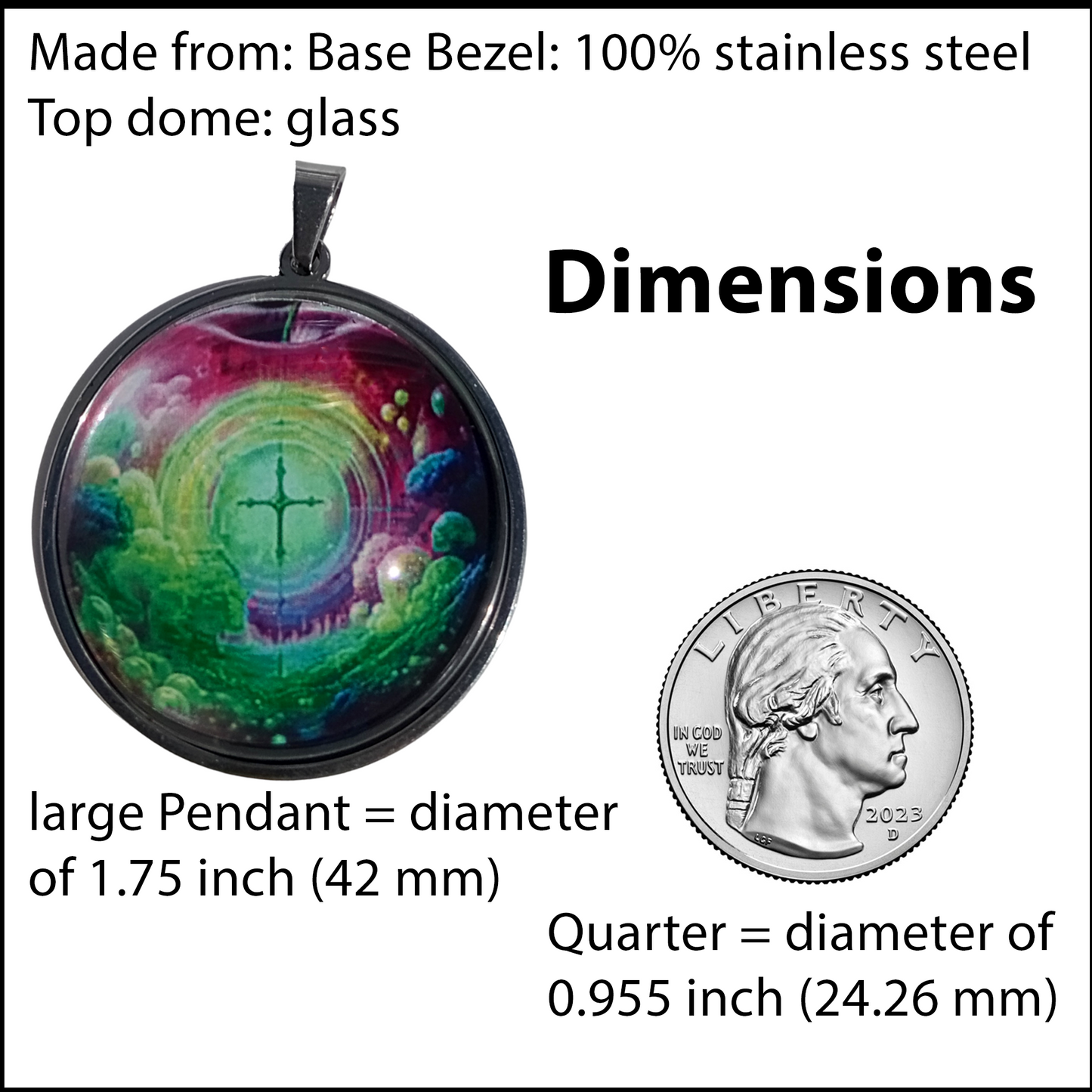 CROSS IN APPLE-GREEN-LARGE PENDANT