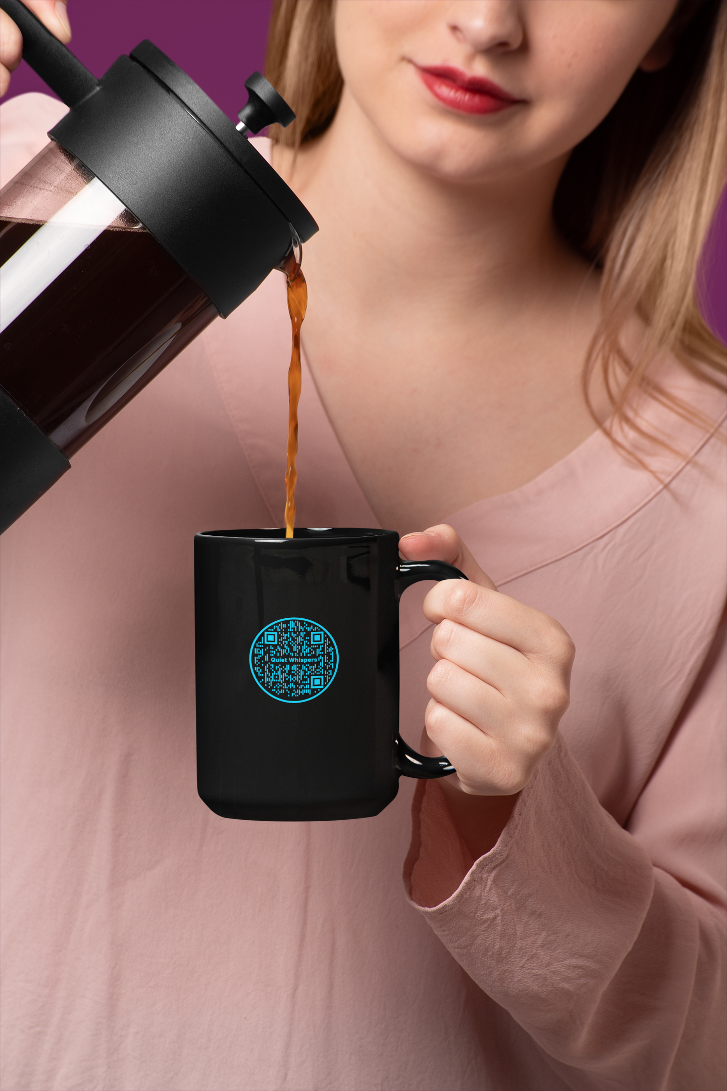 Quiet Whispers-Blue on-Black Glossy Mug