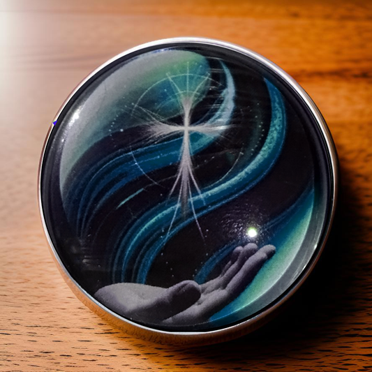 CROSS IN HAND-LIGHT BLUE-POCKET PEBBLE
