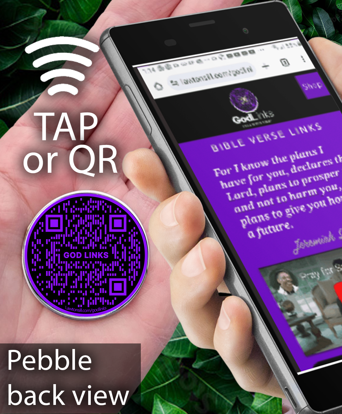COMPASS-PURPLE-POCKET PEBBLE