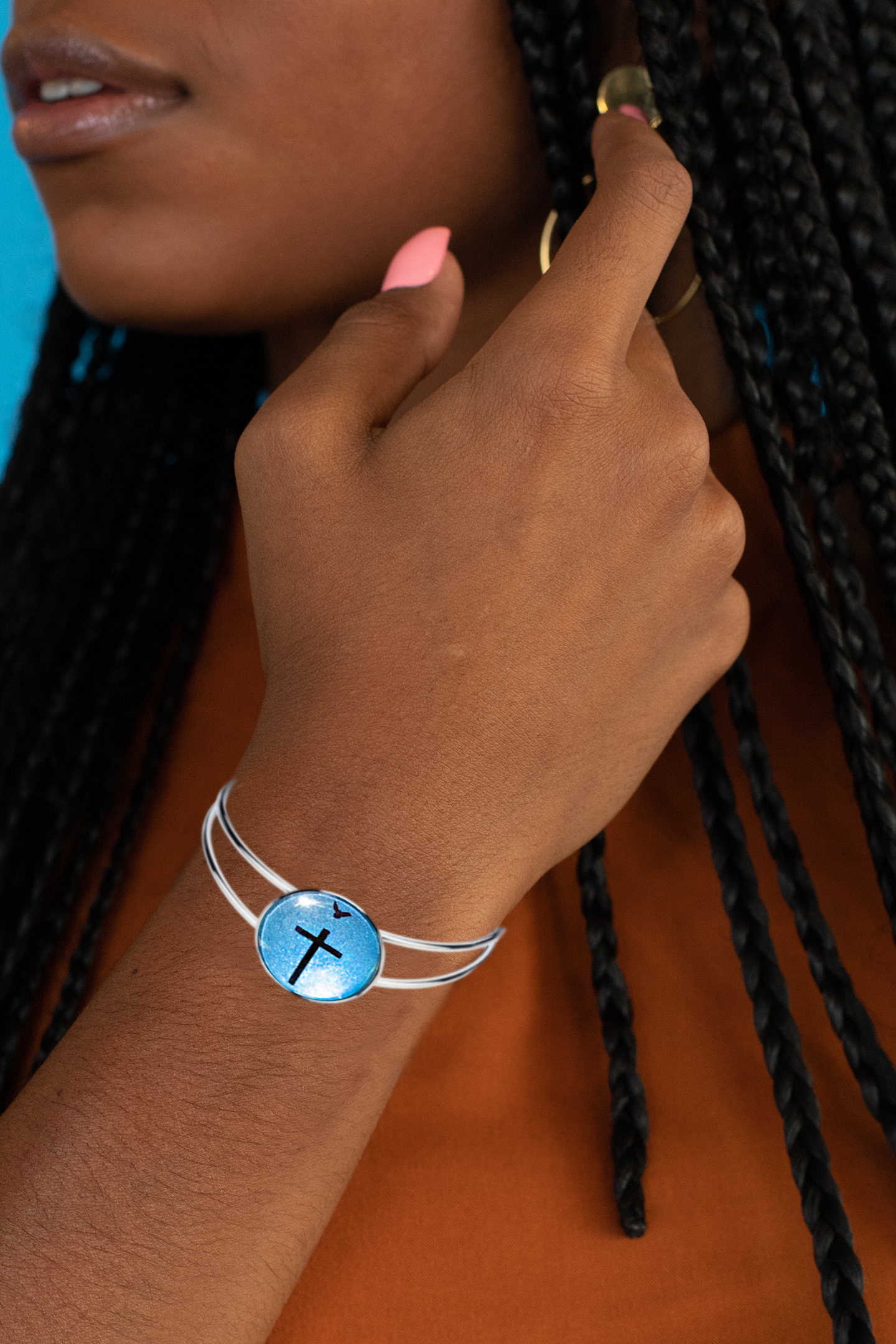 CROSS AND DOVE-LIGHT BLUE- BRACELETS