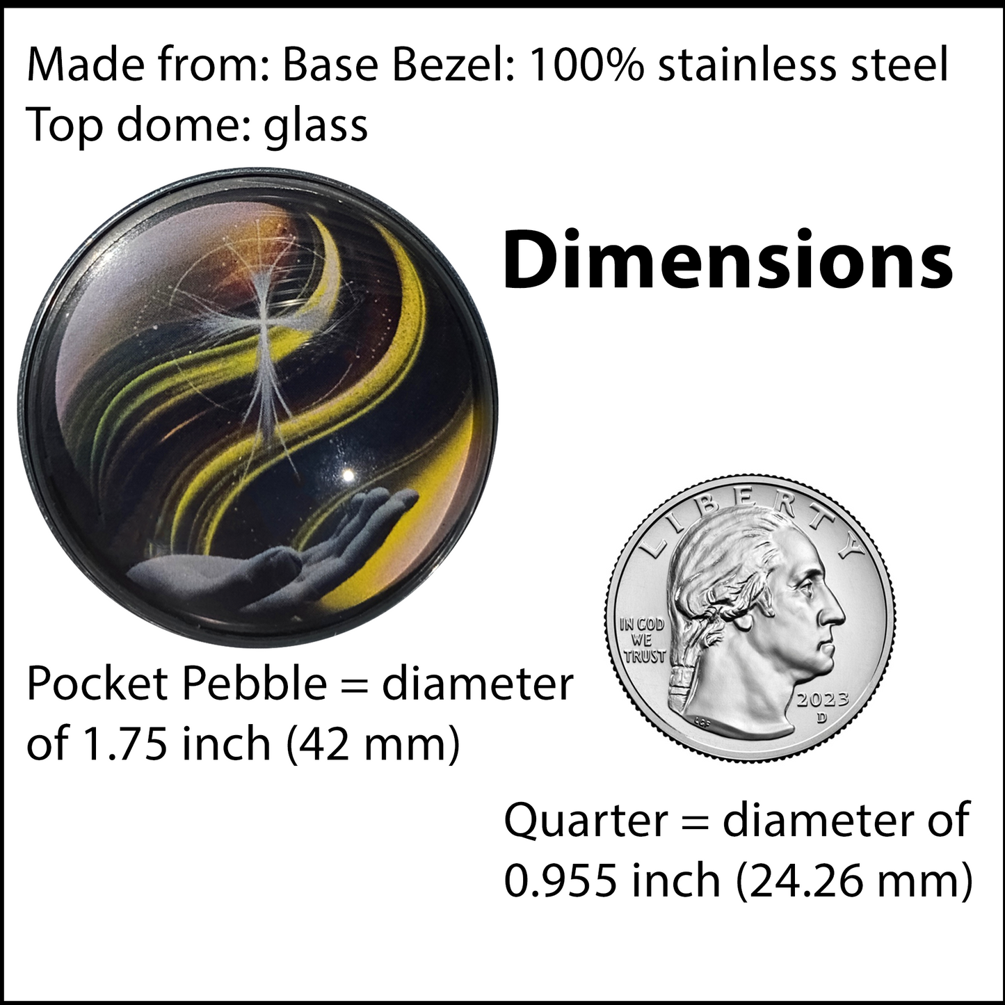 CROSS IN HAND-YELLOW-POCKET PEBBLE