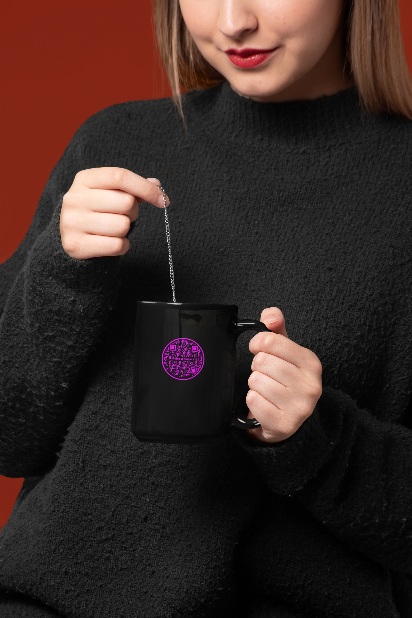 Quiet Whispers-Pink on Black Glossy Mug