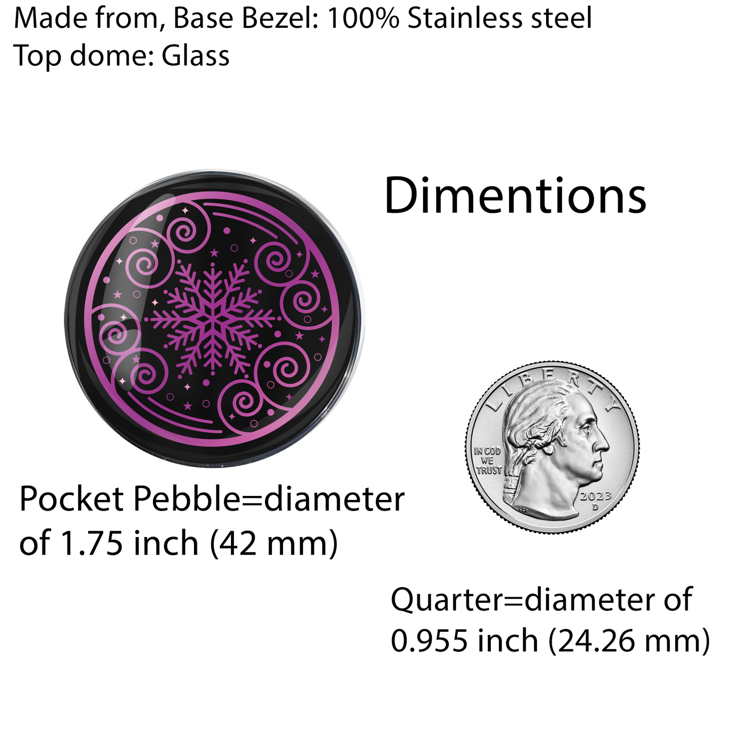 SNOWFLAKE-PINK-CHRISTMAS-POCKET PEBBLE