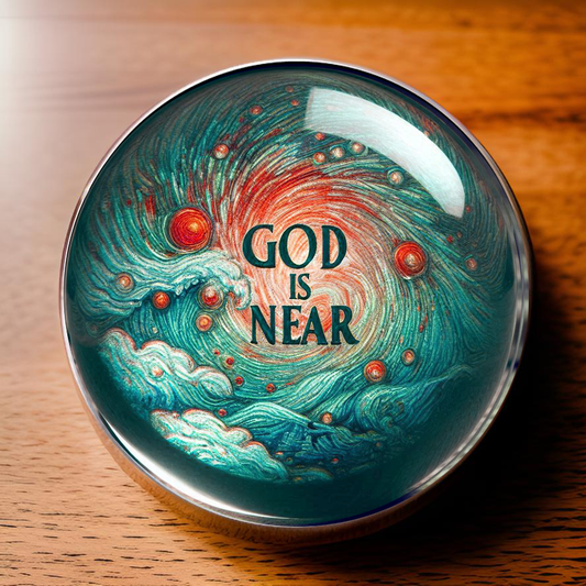 GOD IS NEAR-GREEN-POCKET PEBBLE