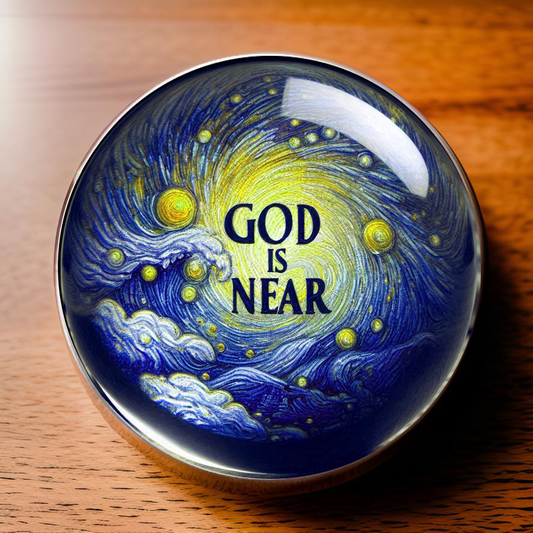 GOD IS NEAR-BLUE-POCKET PEBBLE