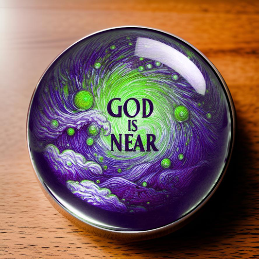 GOD IS NEAR-PURPLE-POCKET PEBBLE