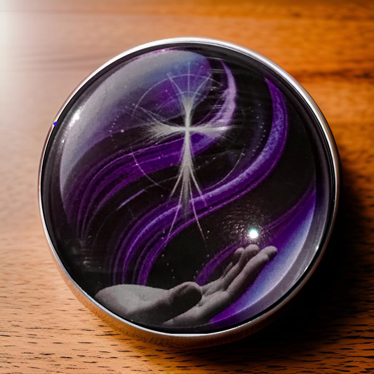CROSS IN HAND-PURPLE-POCKET PEBBLE
