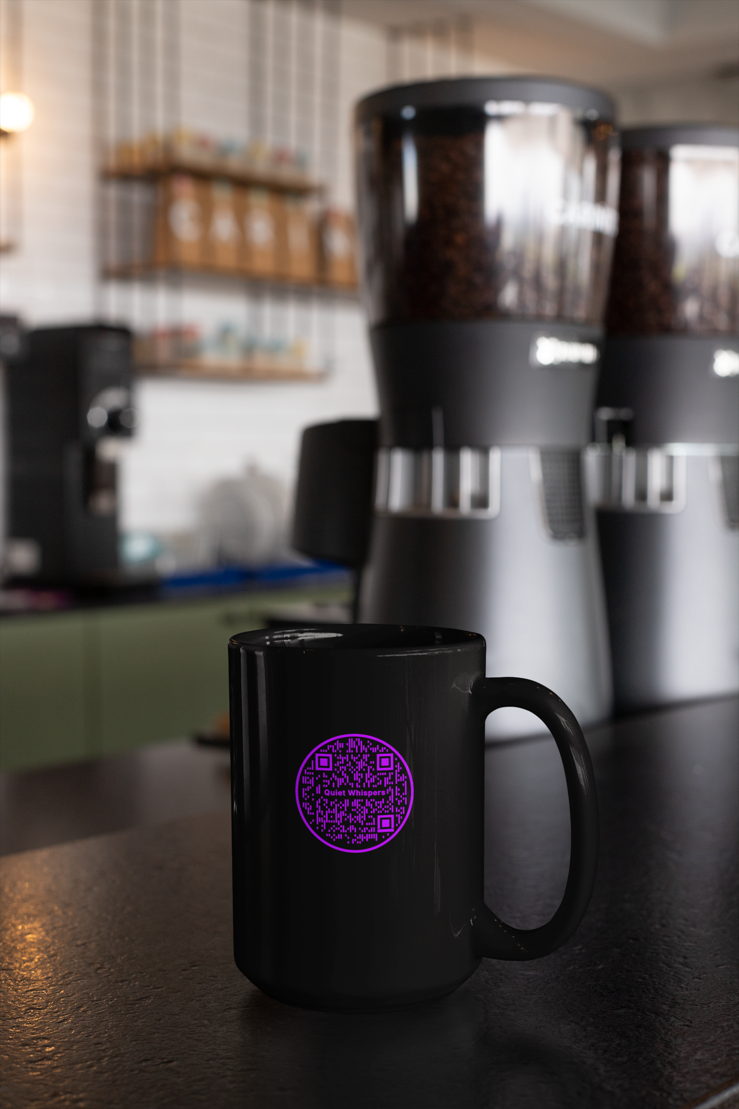 Quiet Whispers-Purple on Black Glossy Mug