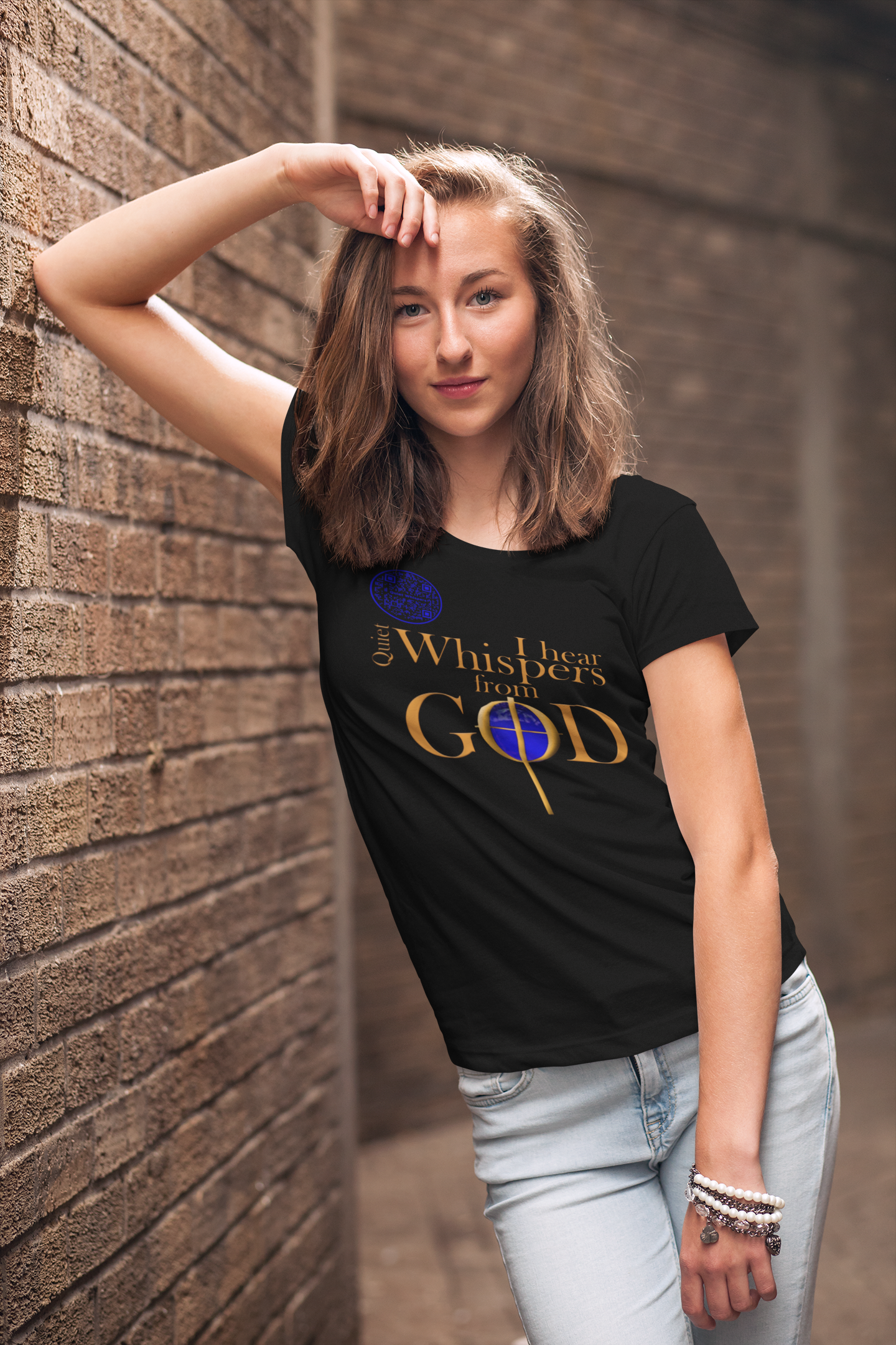 Quiet Whispers-Dark Blue on Black-Unisex t-shirt