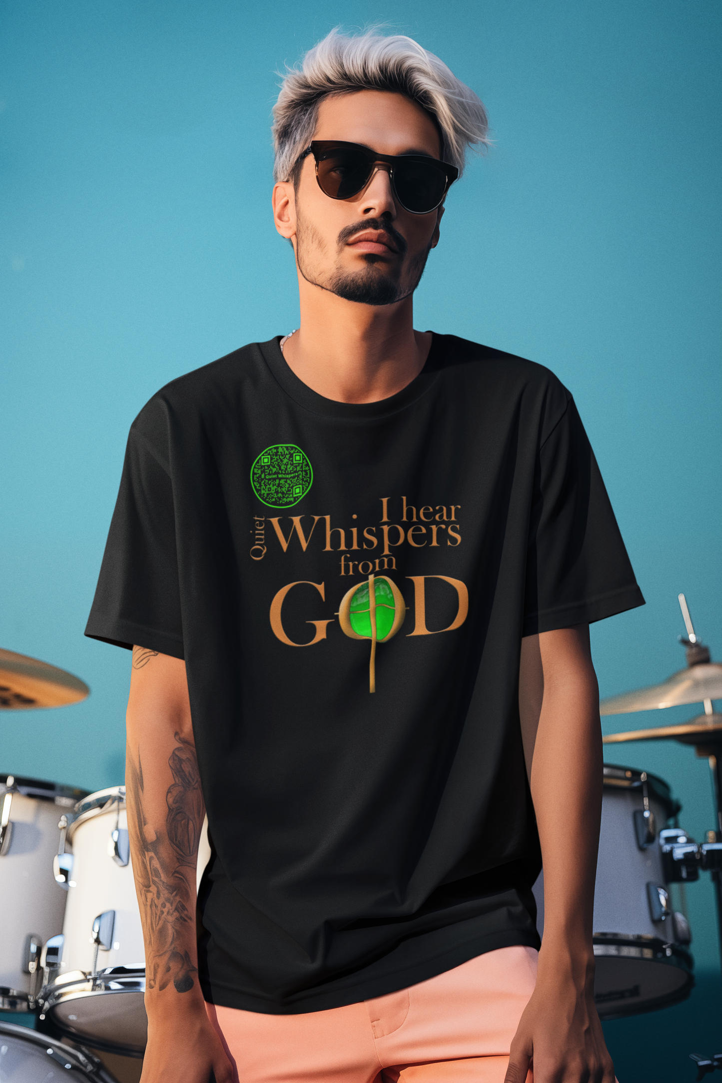 Quiet Whispers-Green on Black-Unisex t-shirt