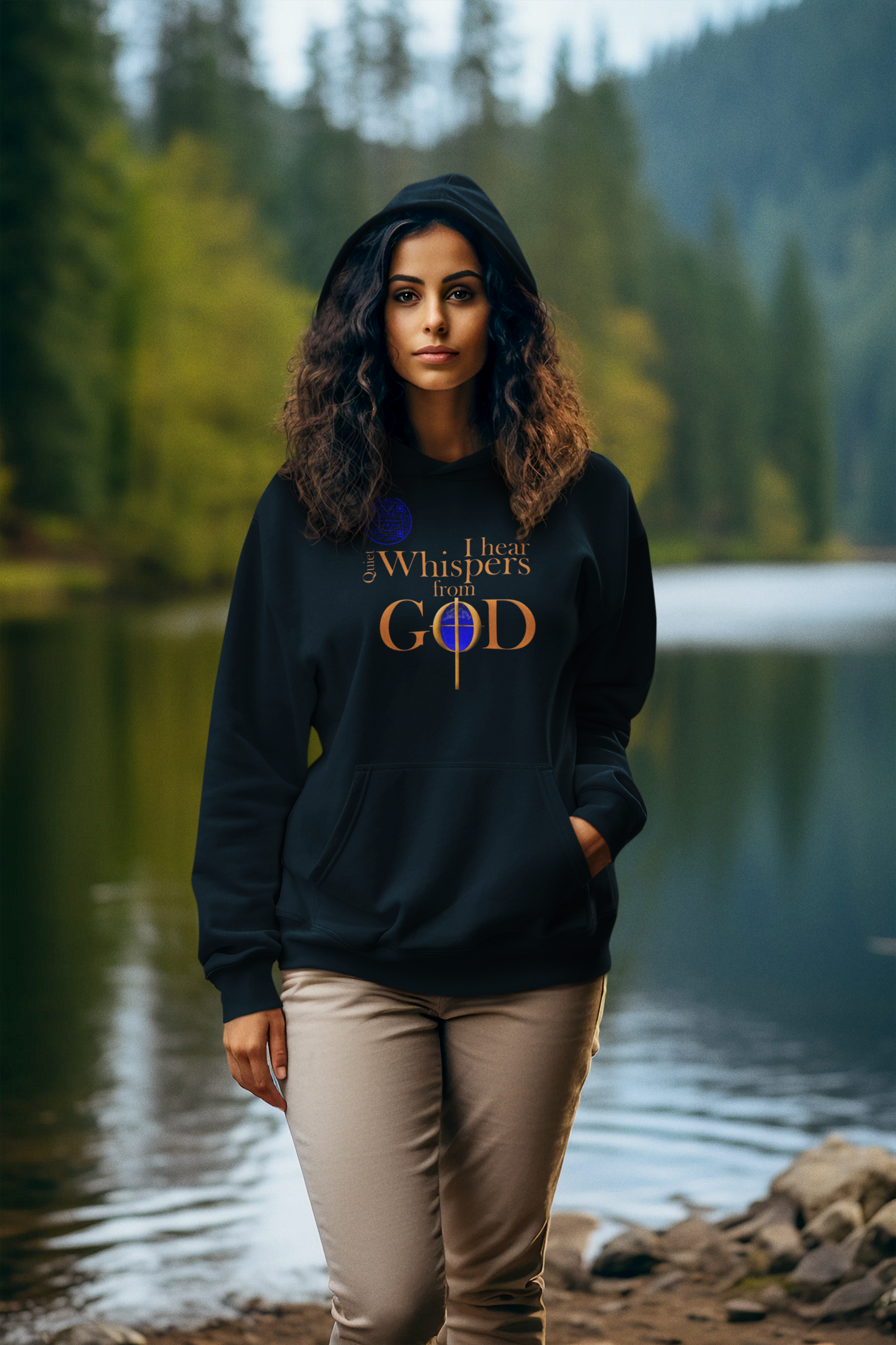 Quiet Whispers-Dark Blue on Black-Unisex Hoodie