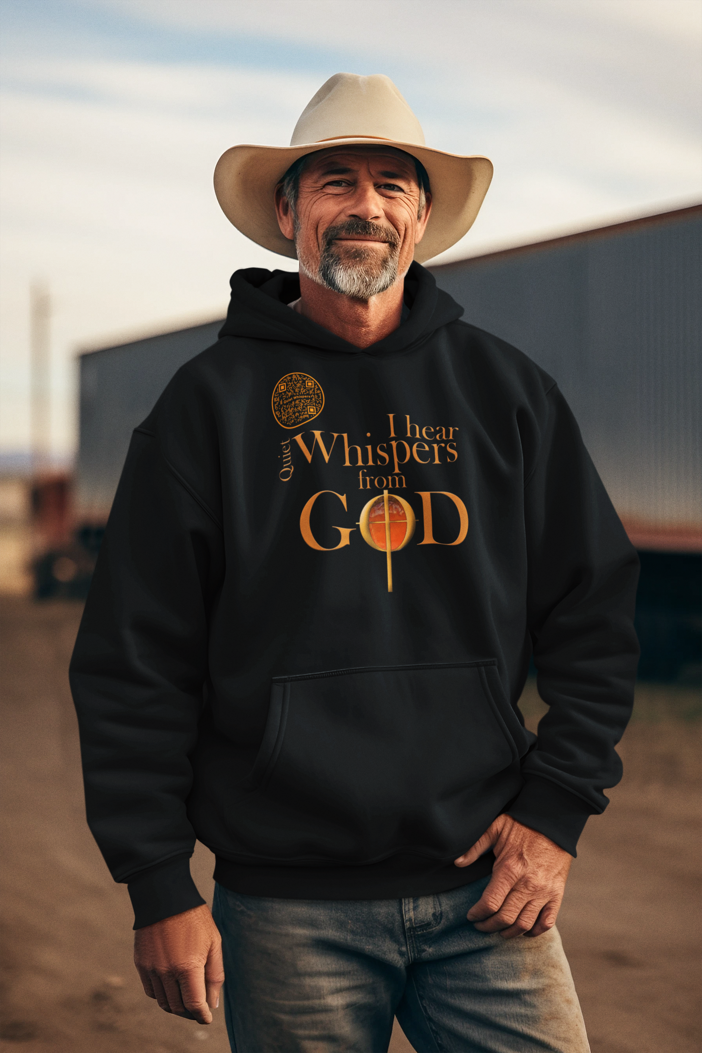 Quiet Whispers-Orangs on Black-Unisex Hoodie