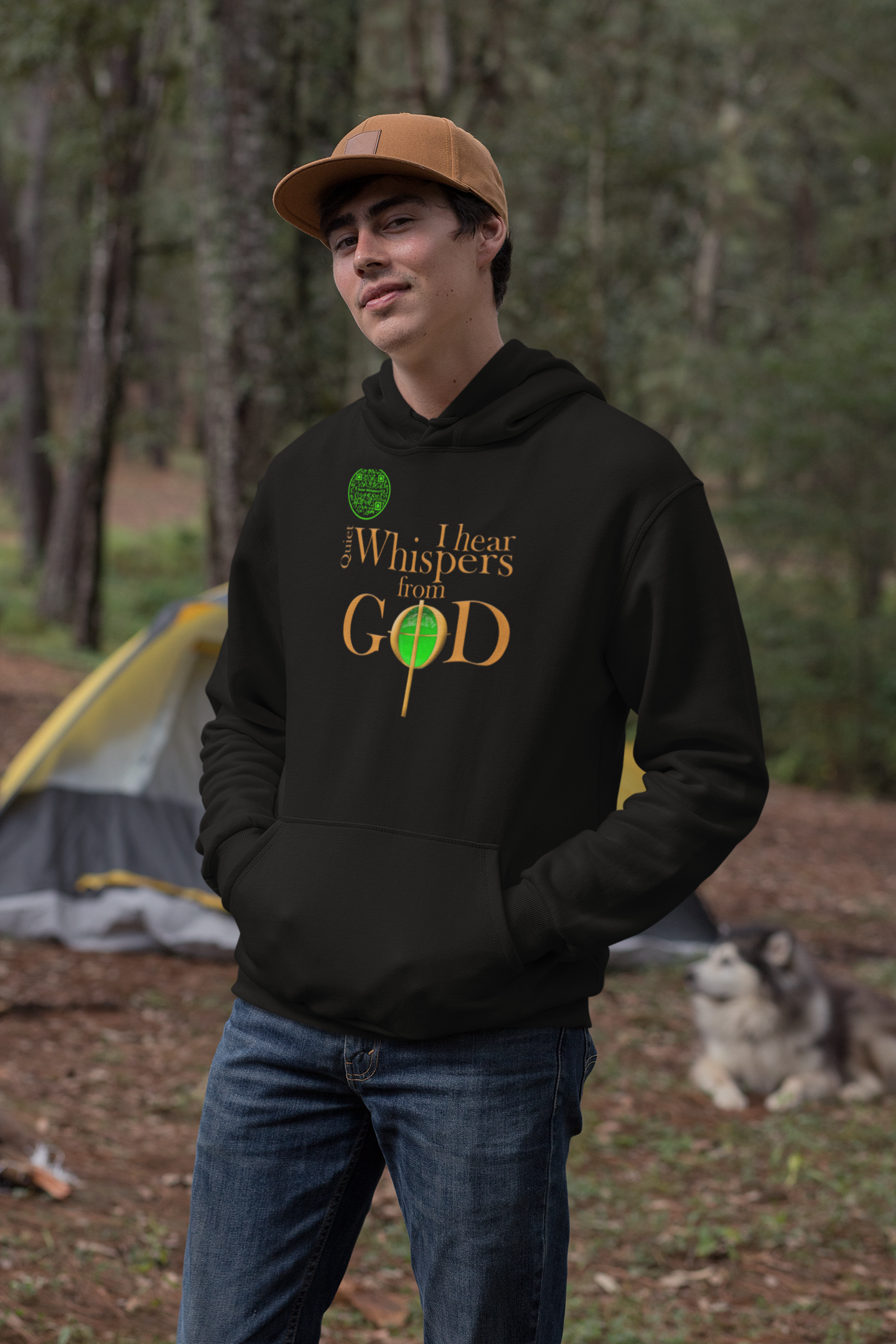 Quiet Whispers-Green on Black-Unisex Hoodie