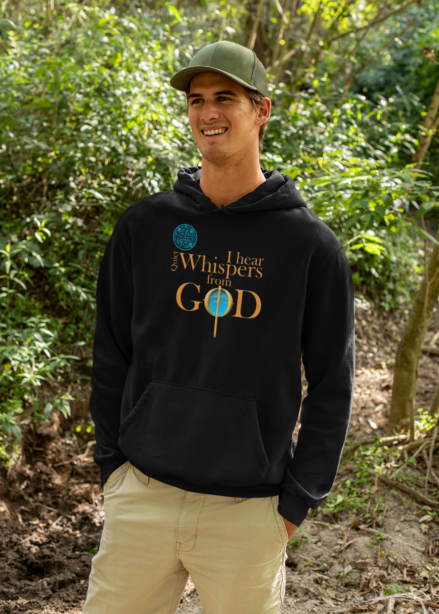Quiet Whispers-Light Blue on Black-Unisex Hoodie