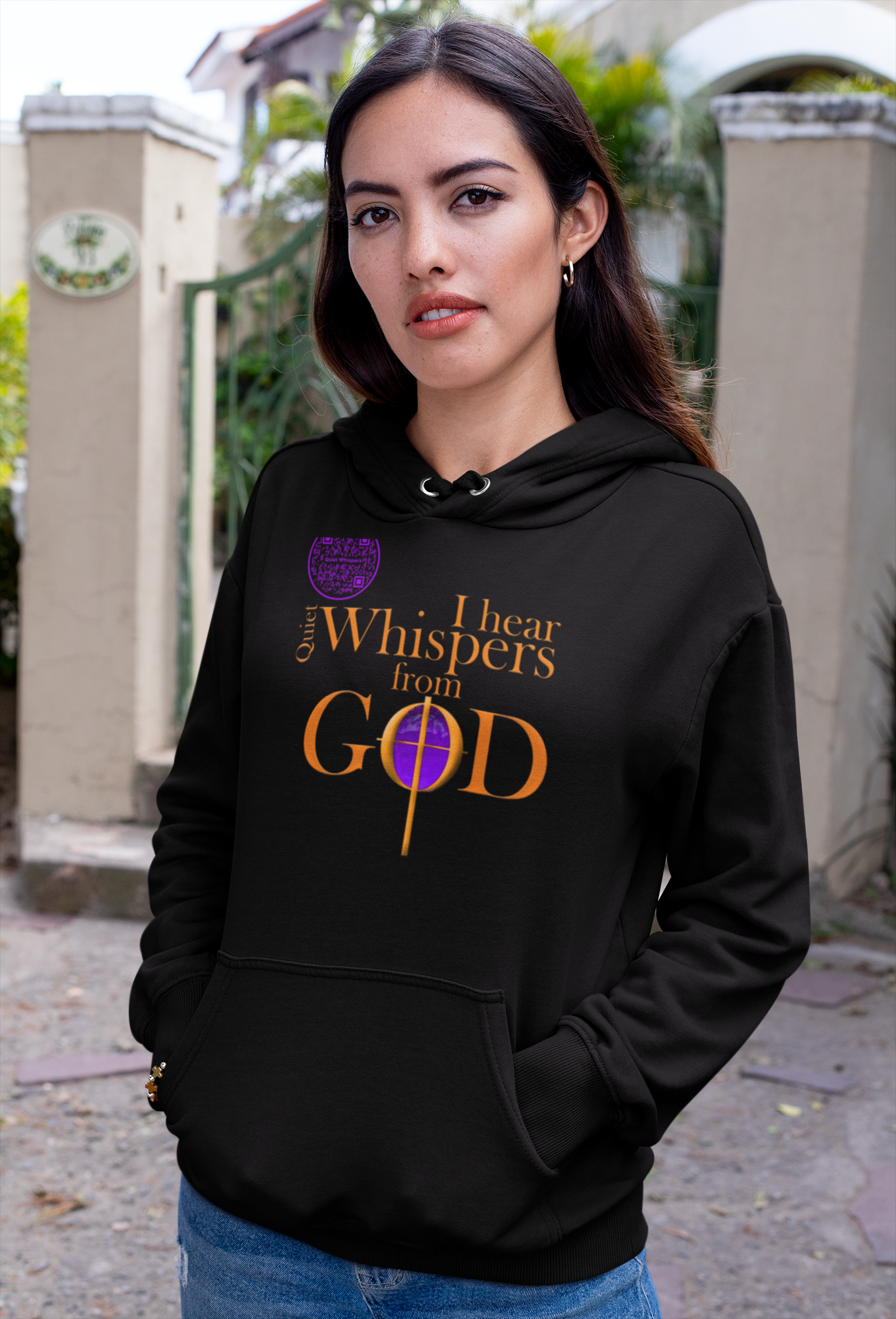 Quiet Whispers-Purple on Black-Unisex Hoodie