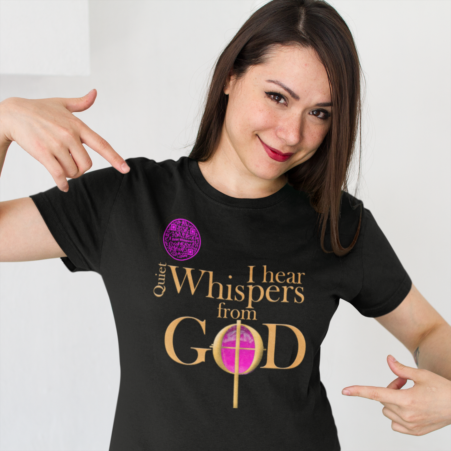 Quiet Whispers-Pink on Black-Unisex t-shirt
