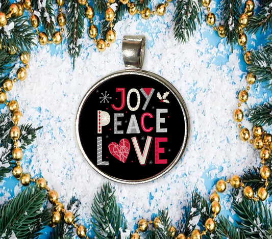 JOY PEACE LOVE-RED-CHRISTMAS SM PENDANT
