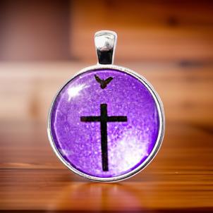 DOVE IN HAND-PURPLE-SMALL PENDANT