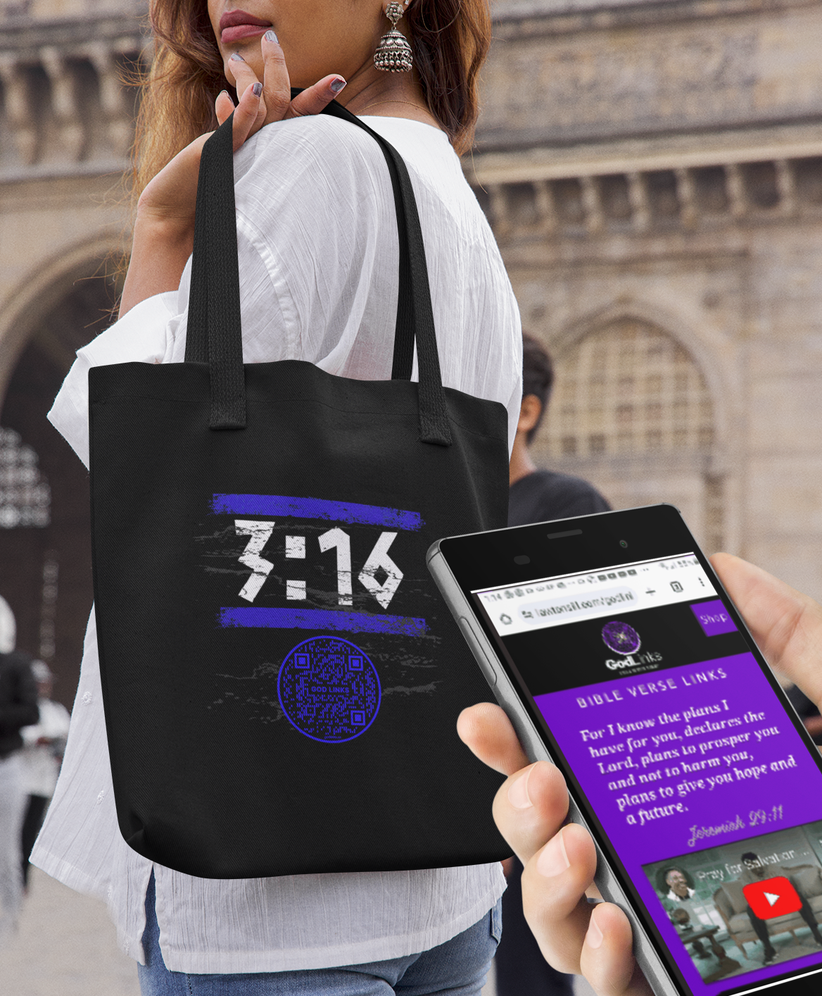 3:16-DARK BLUE-Eco Tote Bag