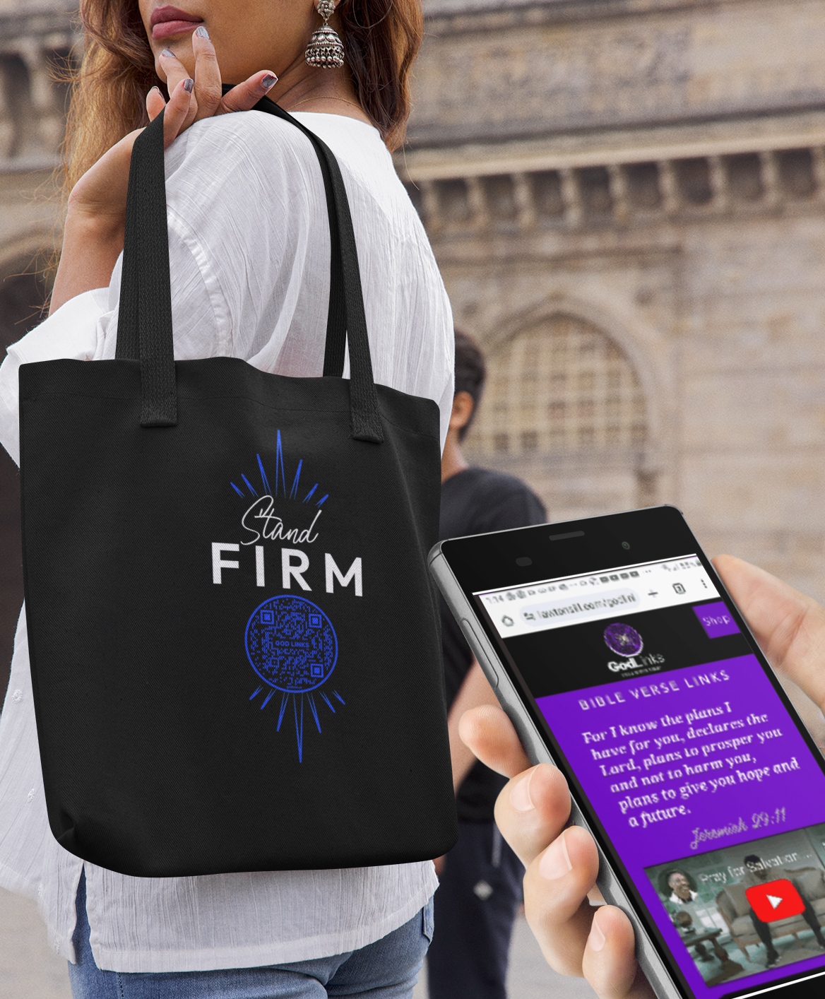 STAND FIRM-DARK BLUE-Eco Tote Bag