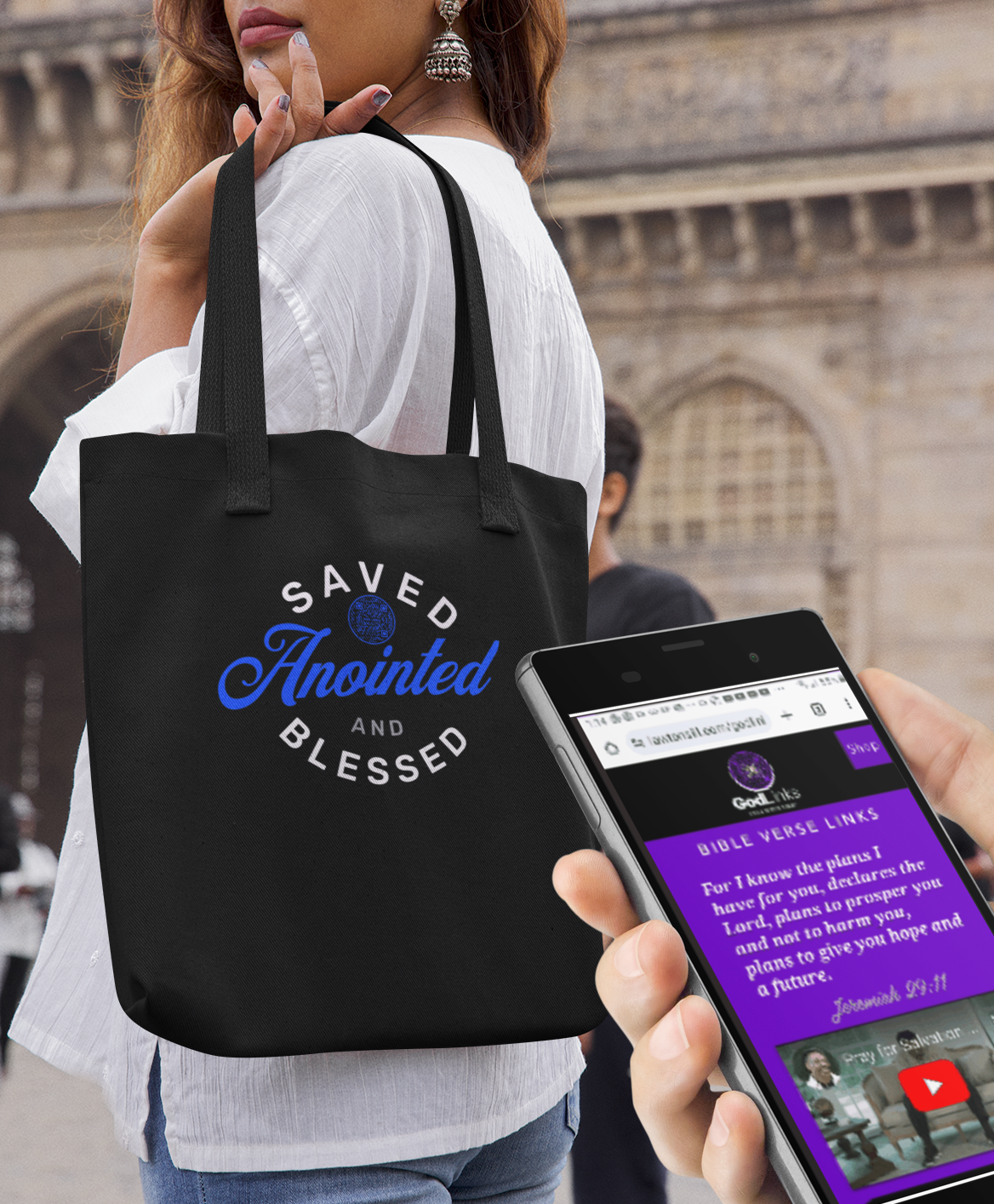 SAVED-DARK BLUE-Eco Tote Bag