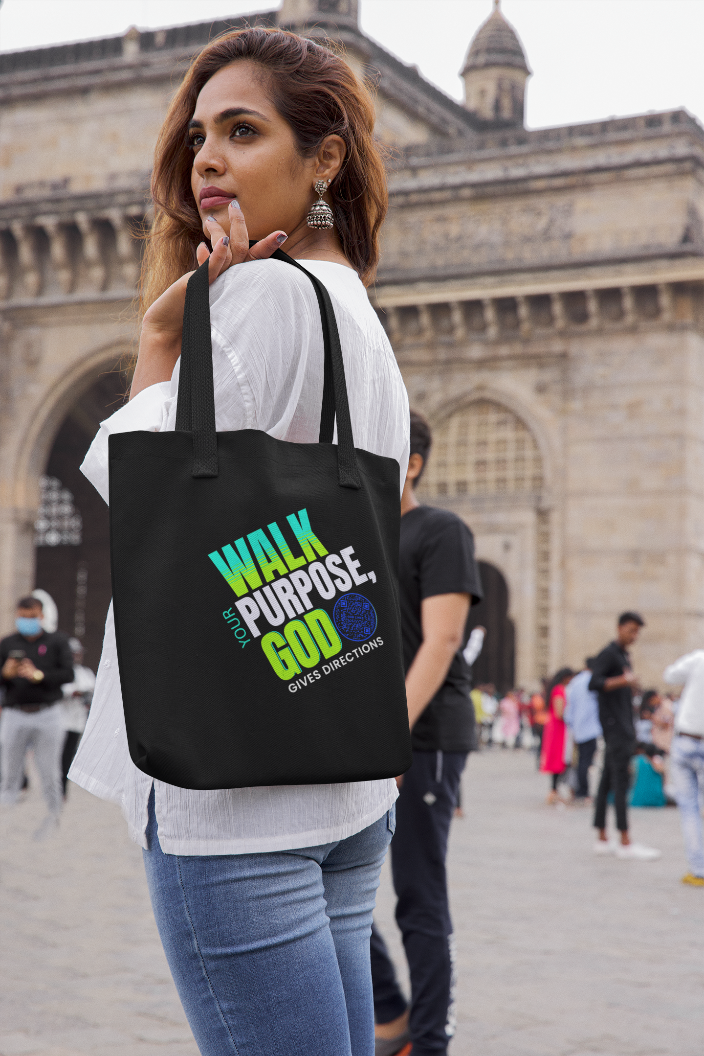 WALK YOUR PURPOSE-DARK BLUE-Eco Tote Bag