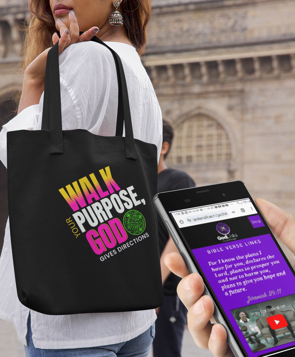 WALK YOUR PURPOSE-GREEN-Eco Tote Bag